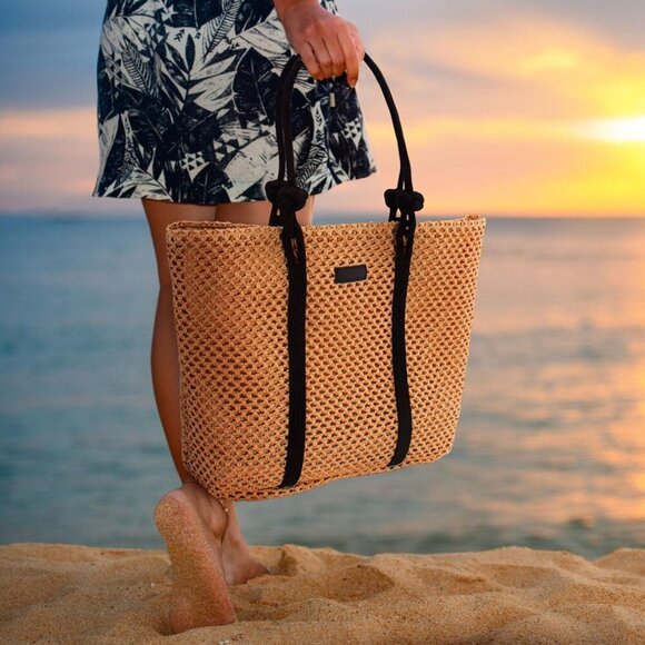 Straw Beach Tote Bag Womens Summer Travel Large Capacity Sandproof Purse - Picture 7 of 8